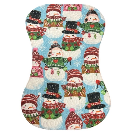 Hand Crafted Flannel Burp Cloth Contoured Padded Fabric Quilted Reversible - Picture 2 of 9